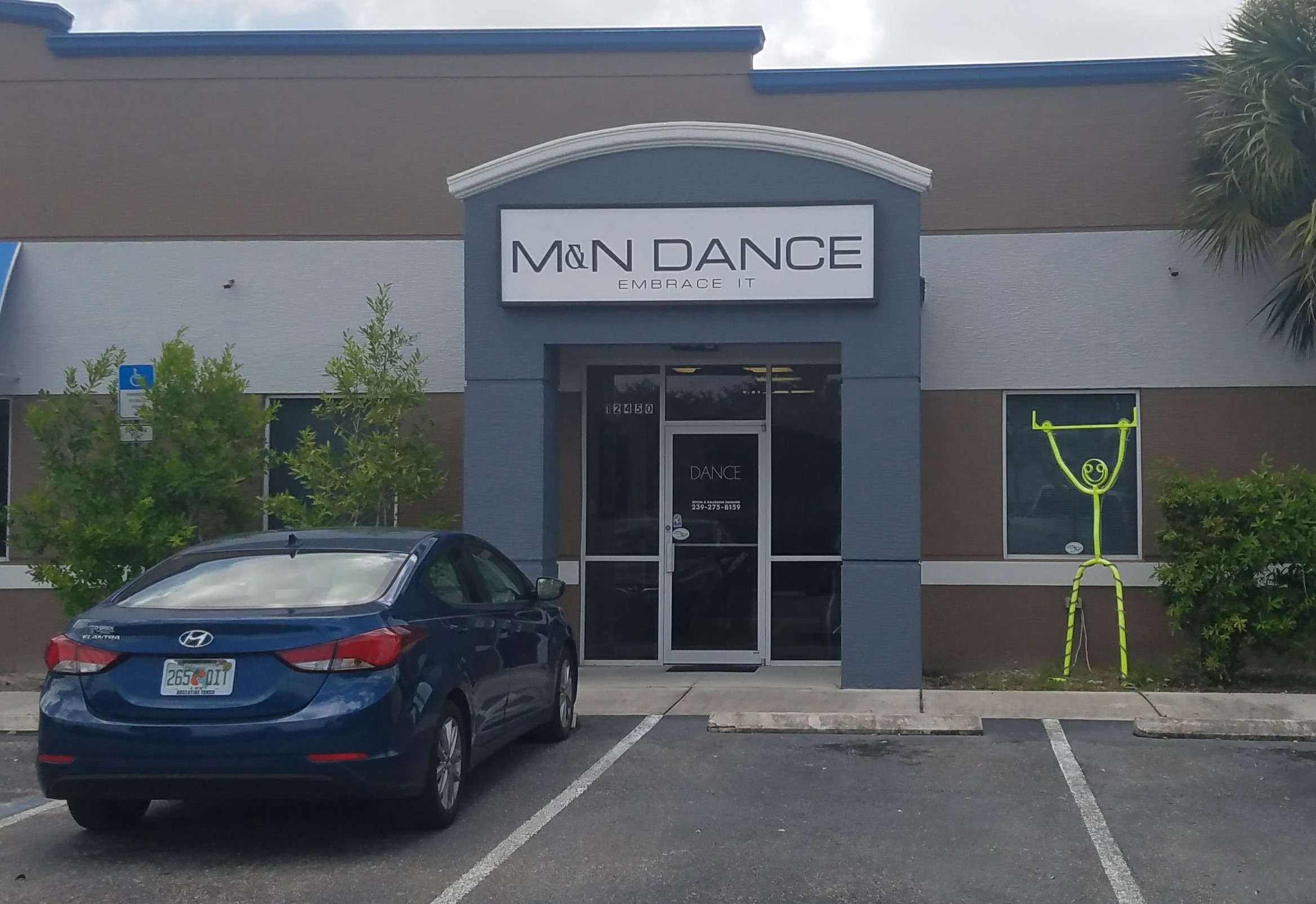 Front Unit of M&N Dance Studi, with the old Light Box Sign